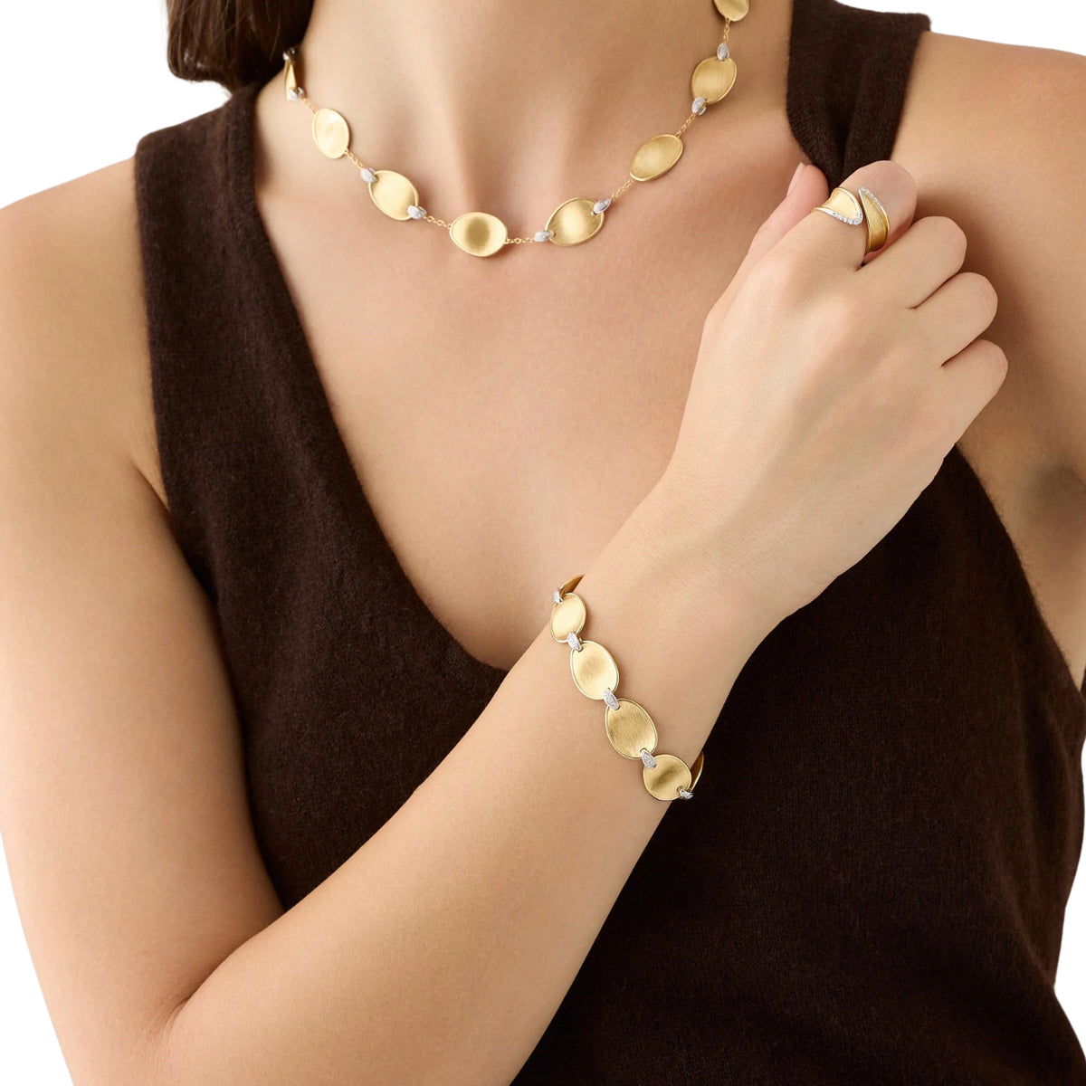 Marco Bicego Jewelry - 18K Yellow Gold Wrap Ring with Diamond Pavé | Manfredi Jewels