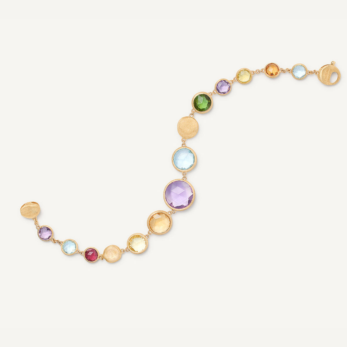 Marco Bicego Jewelry - Jaipur Color 18K Yellow Gold Graduated Single Strand Mixed Gemstone Bracelet | Manfredi Jewels