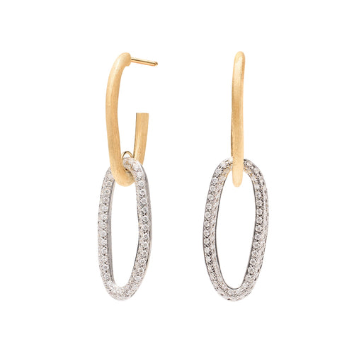 Marco Bicego Jewelry - Jaipur Link 18K Yellow Gold Oval Double Diamond Earrings | Manfredi Jewels