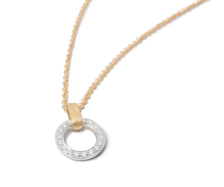 Marco Bicego Jewelry - Jaipur Link 18K Yellow & White Gold Flat-Link Diamond Pendant Necklace | Manfredi Jewels
