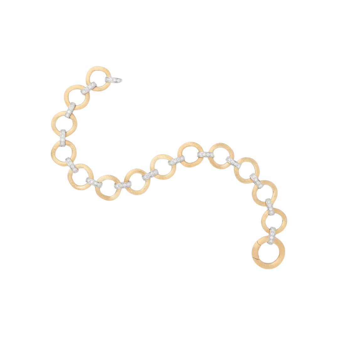 Marco Bicego Jewelry - Jaipur Link 18K Yellow & White Gold Flat-Link Single Row Diamond Bracelet | Manfredi Jewels
