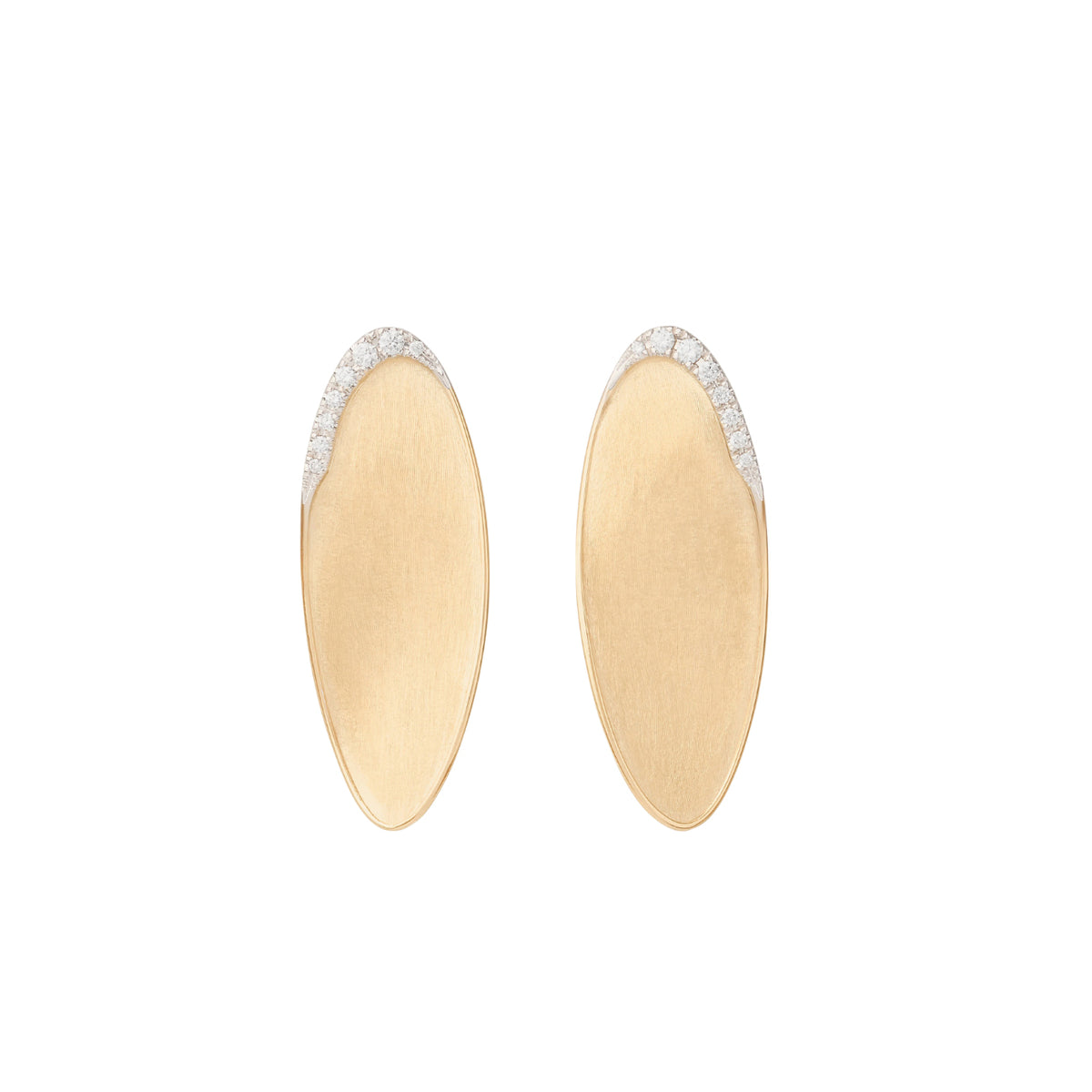 Marco Bicego Jewelry - Lunaria 18K Yellow Gold Medium Statement Stud Earrings with Diamond Pavé | Manfredi Jewels
