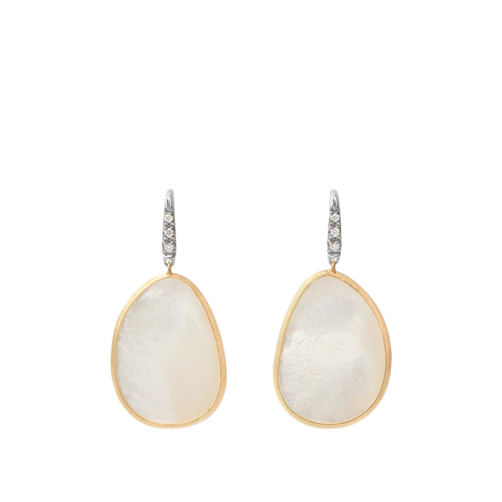 Marco Bicego Jewelry - Lunaria 18K Yellow Gold & Mother of Pearl Drop Earrings With Diamonds Medium | Manfredi Jewels