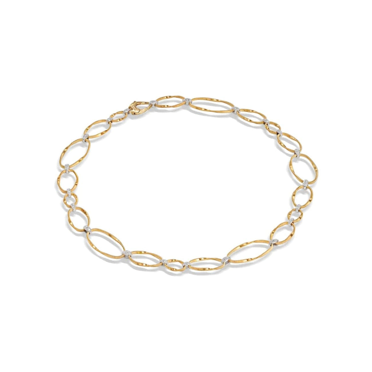 Marco Bicego Jewelry - Marrakech Onde 18K Yellow Gold & Diamond Flat Link Collar Necklace | Manfredi Jewels