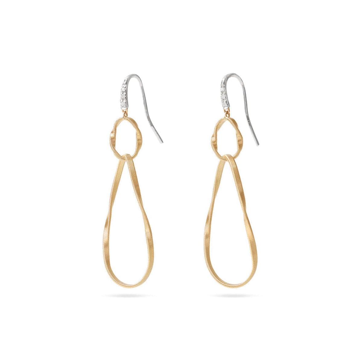 Marco Bicego Jewelry - Marrakech Onde 18K Yellow Gold Double Drop Hoop Diamond Earrings | Manfredi Jewels