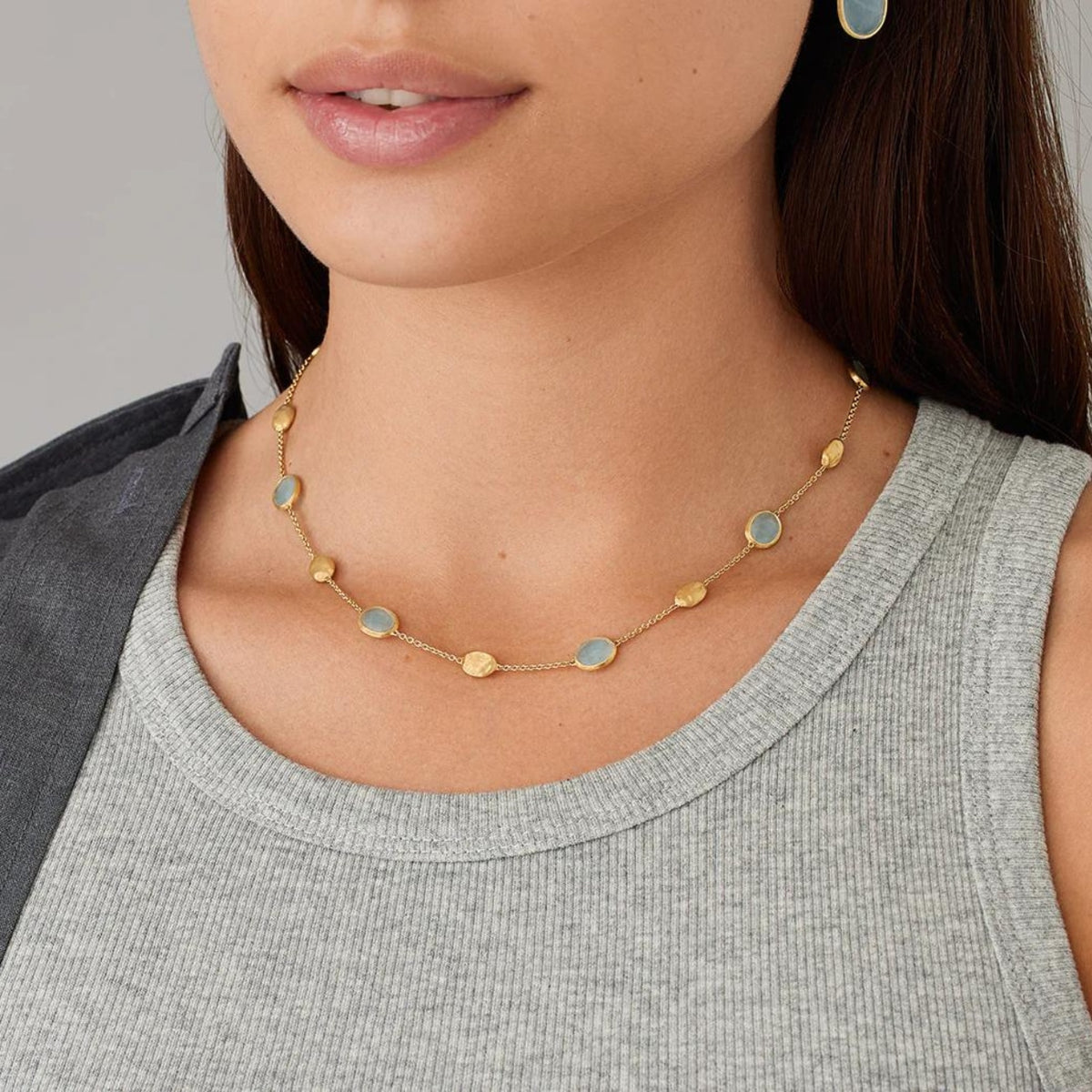Marco Bicego Jewelry - Siviglia 18K Yellow Gold Aquamarine & Gold Necklace | Manfredi Jewels