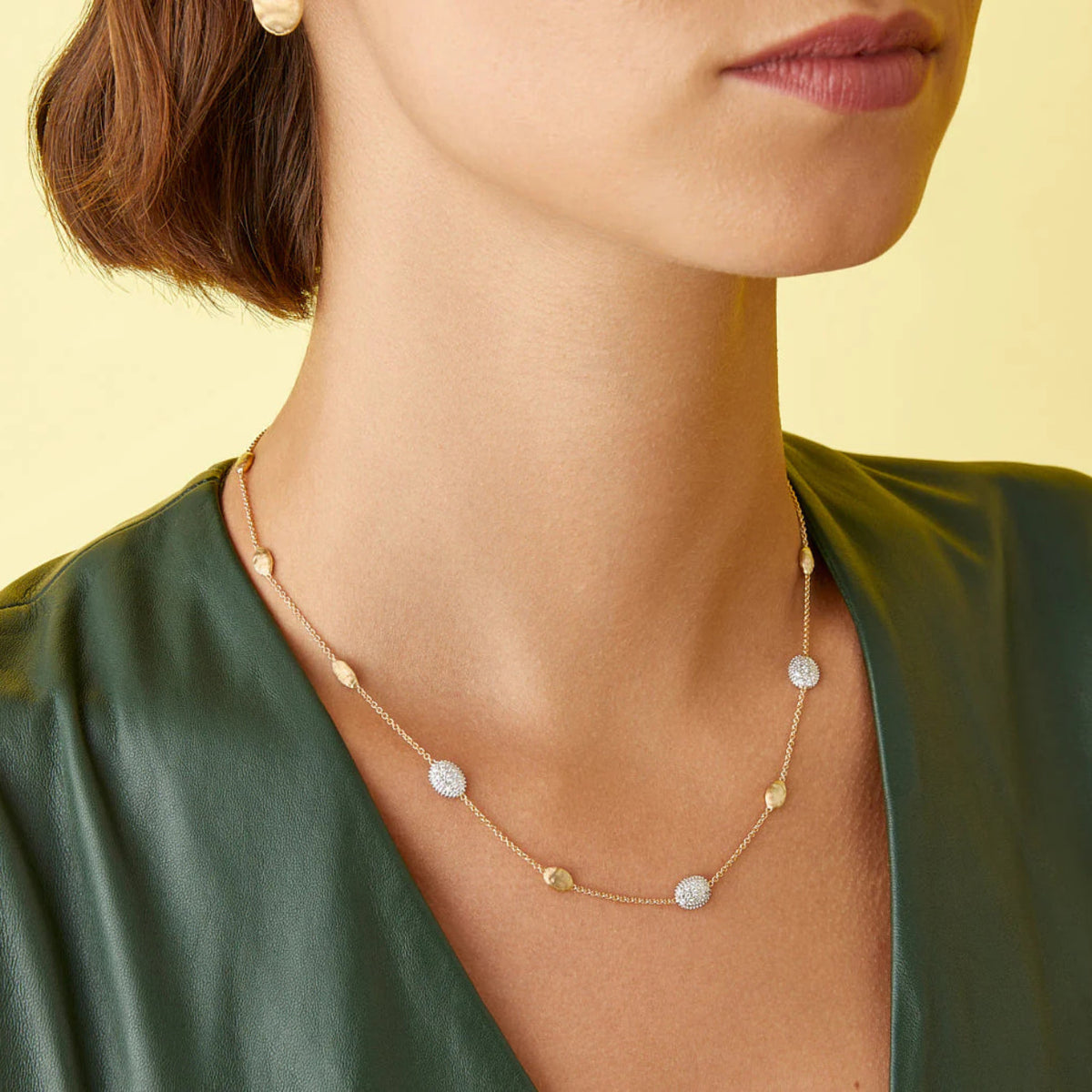 Marco Bicego Jewelry - Siviglia 18K Yellow Gold & Diamond Bean Necklace | Manfredi Jewels