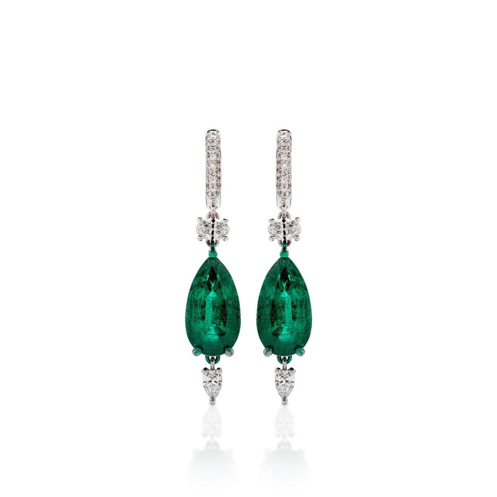 Mariani Jewelry - Diamond and Emerald 18K White Gold Earrings | Manfredi Jewels