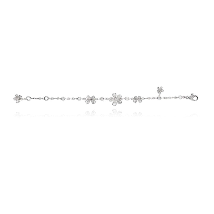 Mariani Jewelry - Flower And Butterflies 18K White Gold Diamond Bracelet | Manfredi Jewels