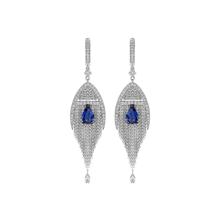 Mariani Jewelry - Sapphire and Diamond 18K White Gold Earrings | Manfredi Jewels