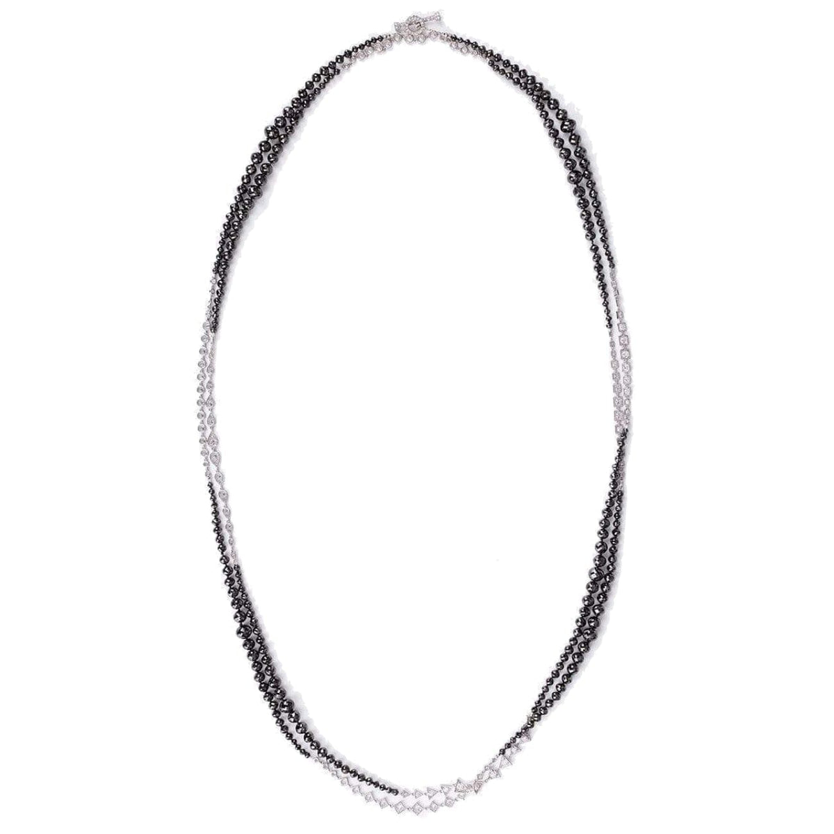 Mariani Jewelry - Sautoir Black And White Diamond 18K White Gold Necklace | Manfredi Jewels