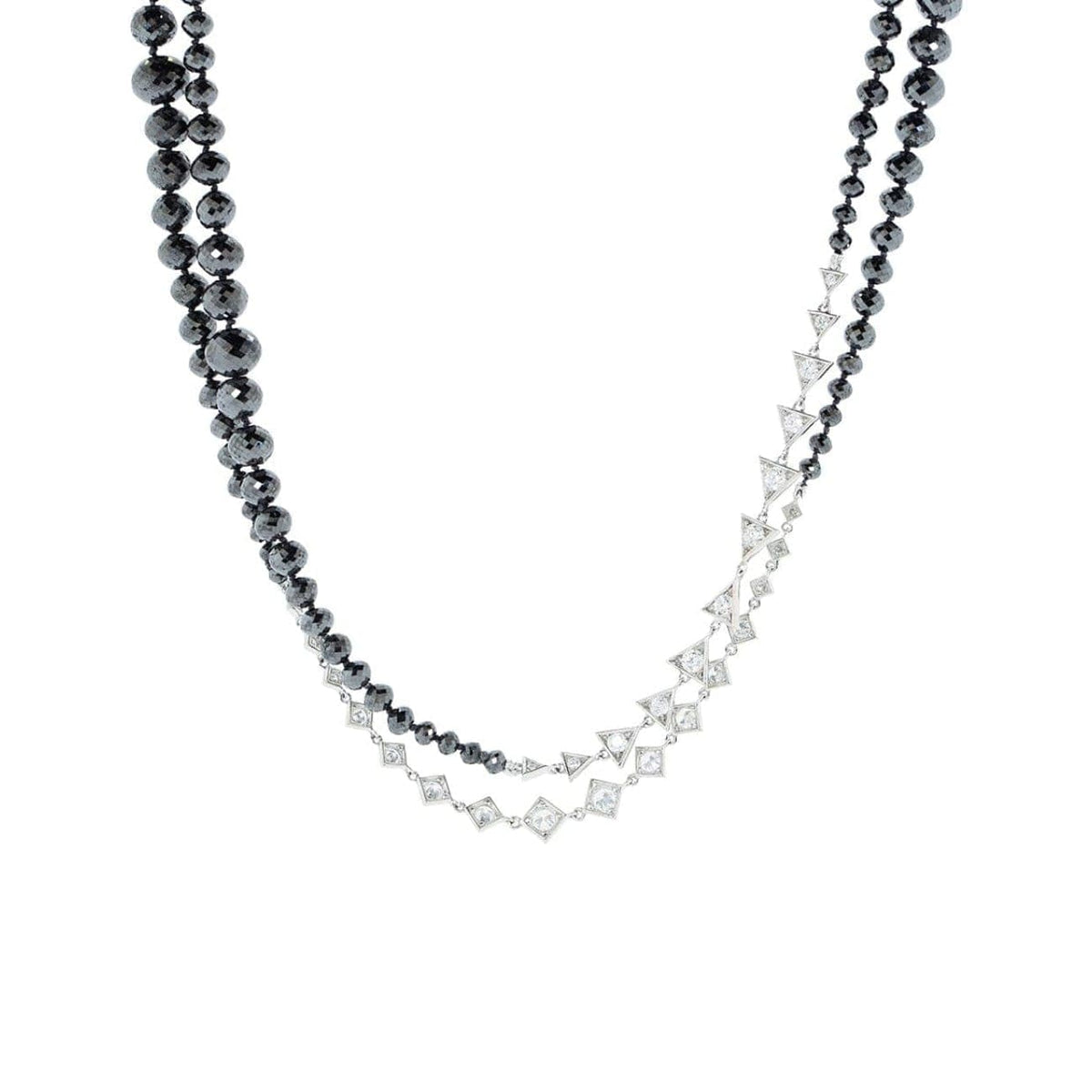 Mariani Jewelry - Sautoir Black And White Diamond 18K White Gold Necklace | Manfredi Jewels