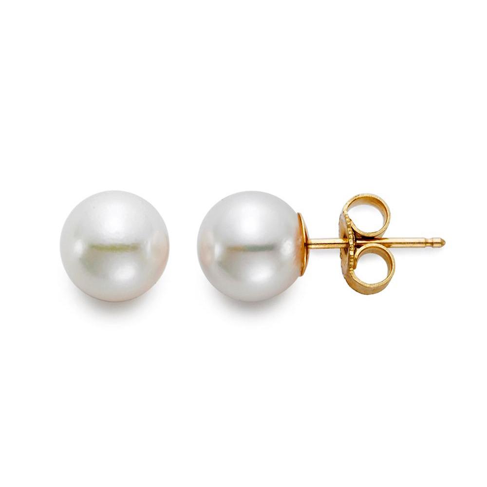 Mastoloni Jewelry - 18K Yellow Gold 6.6-7MM ’A’ Cultured Pearl Stud Earrings | Manfredi Jewels