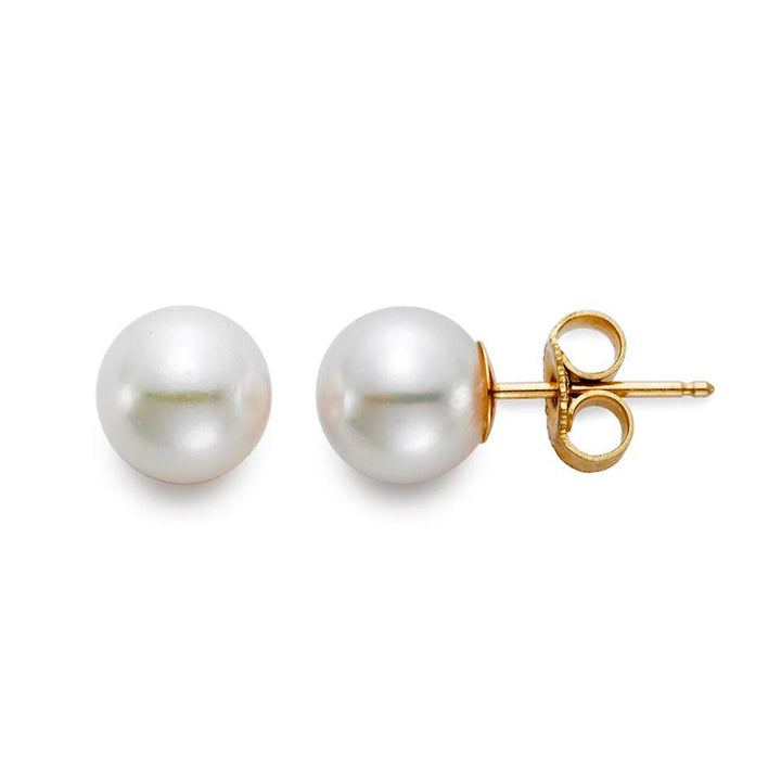 Mastoloni Jewelry - 18K Yellow Gold 6.6-7MM ’A’ Cultured Pearl Stud Earrings | Manfredi Jewels