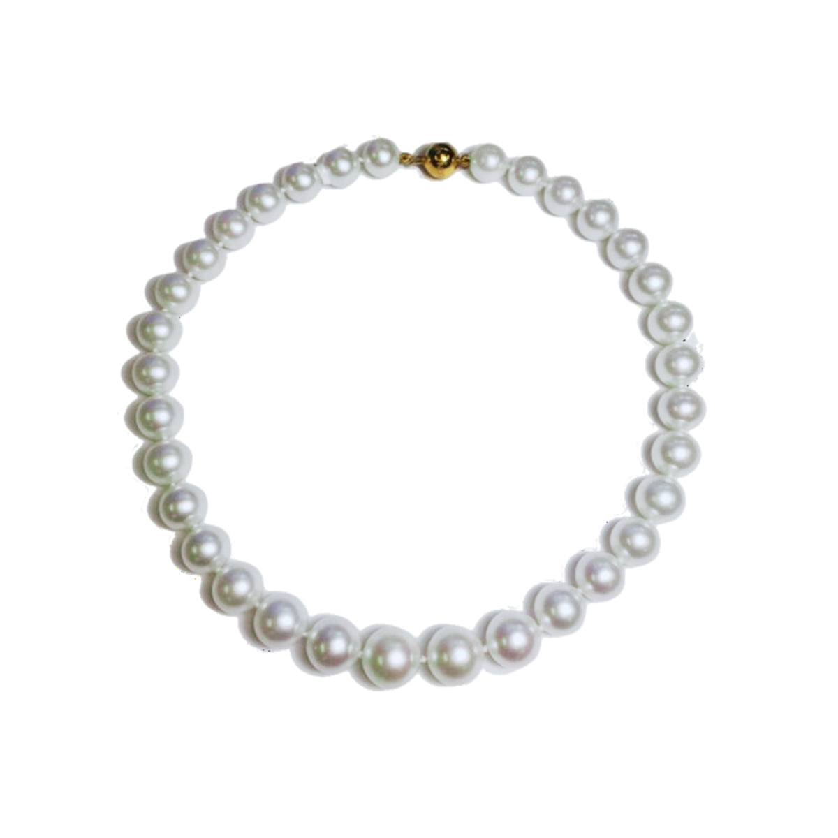 Mastoloni Jewelry - South Sea Pearl 18K Yellow Gold Ball Clasp 12-15mm White A+ Strand Necklace | Manfredi Jewels