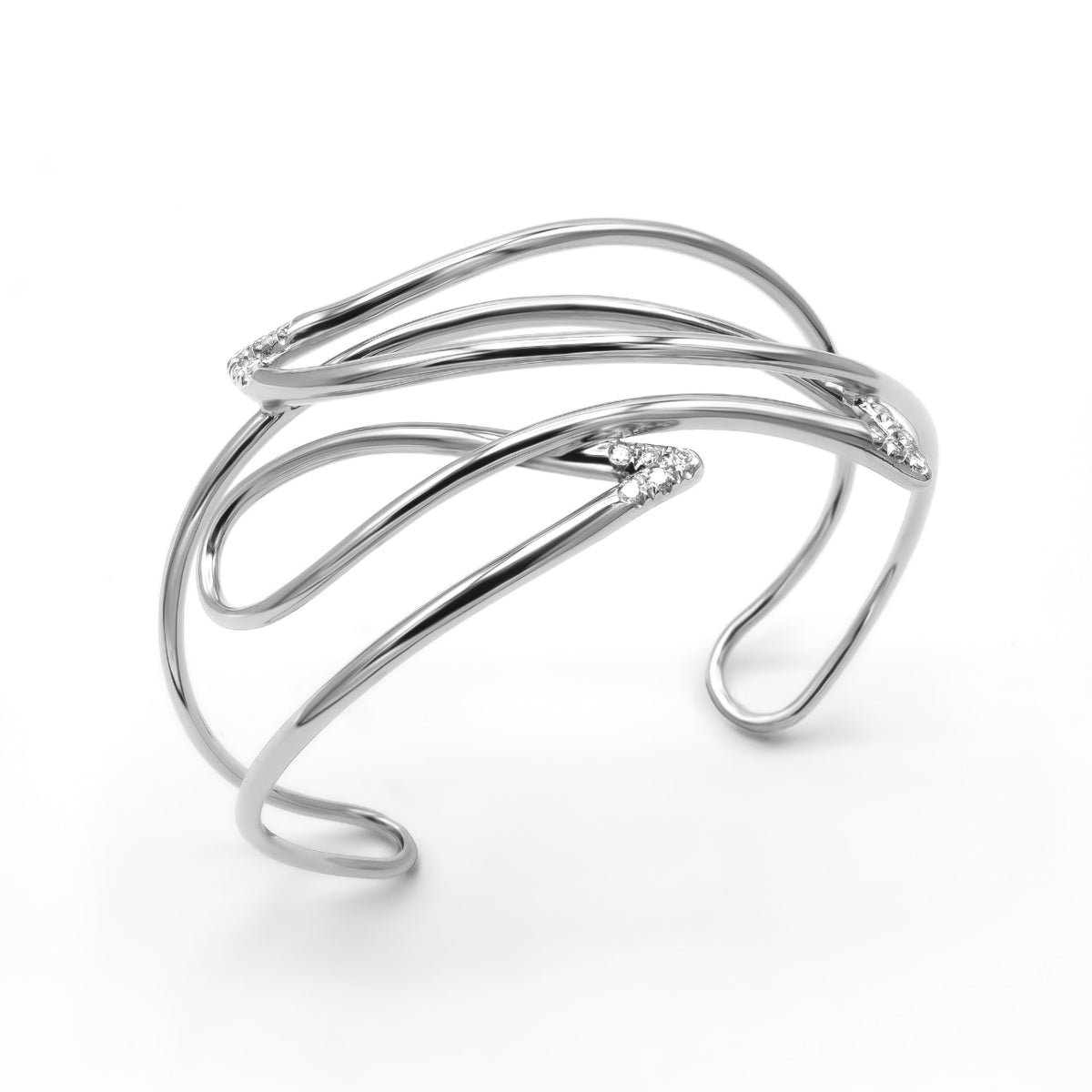 Mattioli Jewelry - Navettes 18K White Gold Diamond Cuff Bracelet | Manfredi Jewels