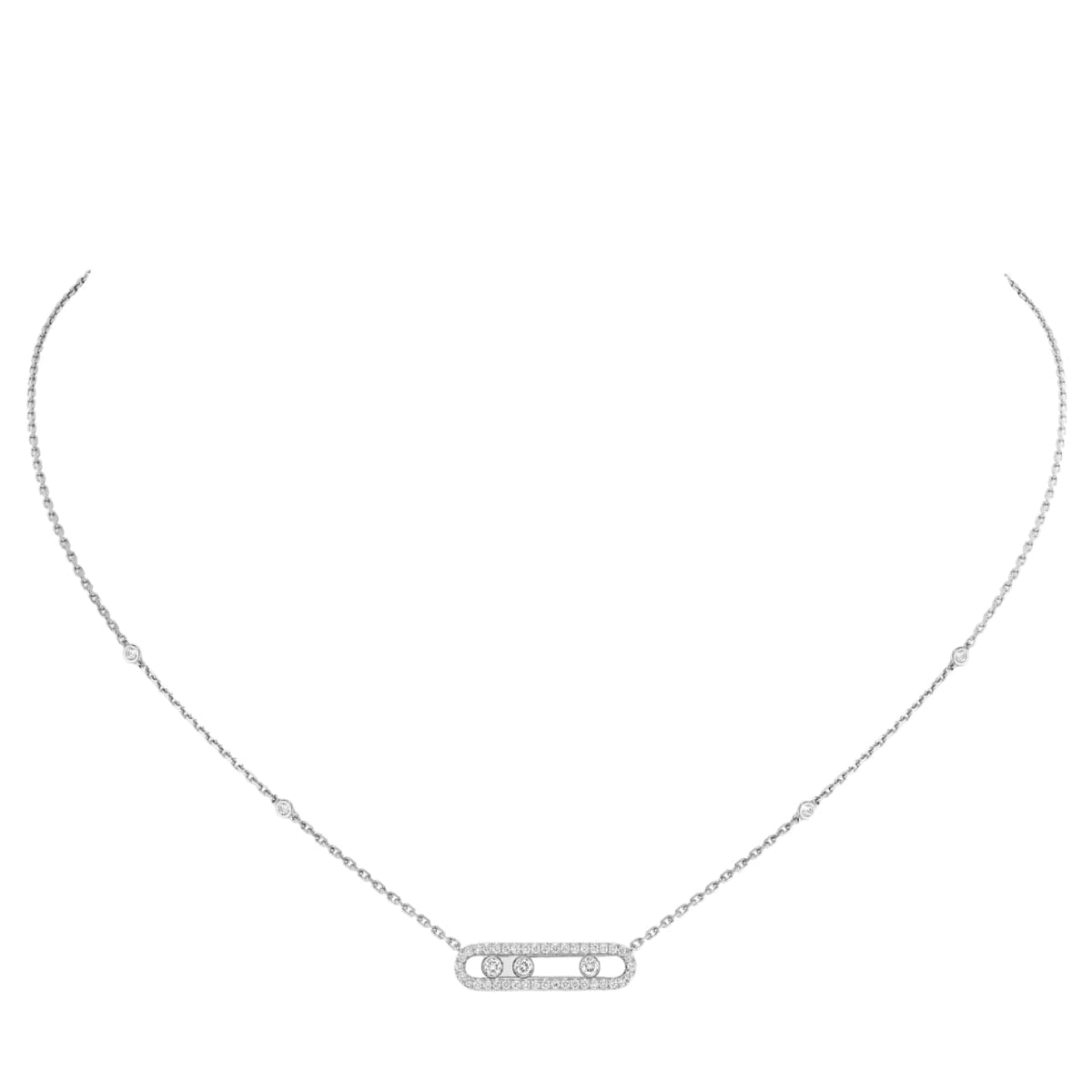 Messika Jewelry - Baby Move 18K White Gold Diamond Pavé Necklace | Manfredi Jewels
