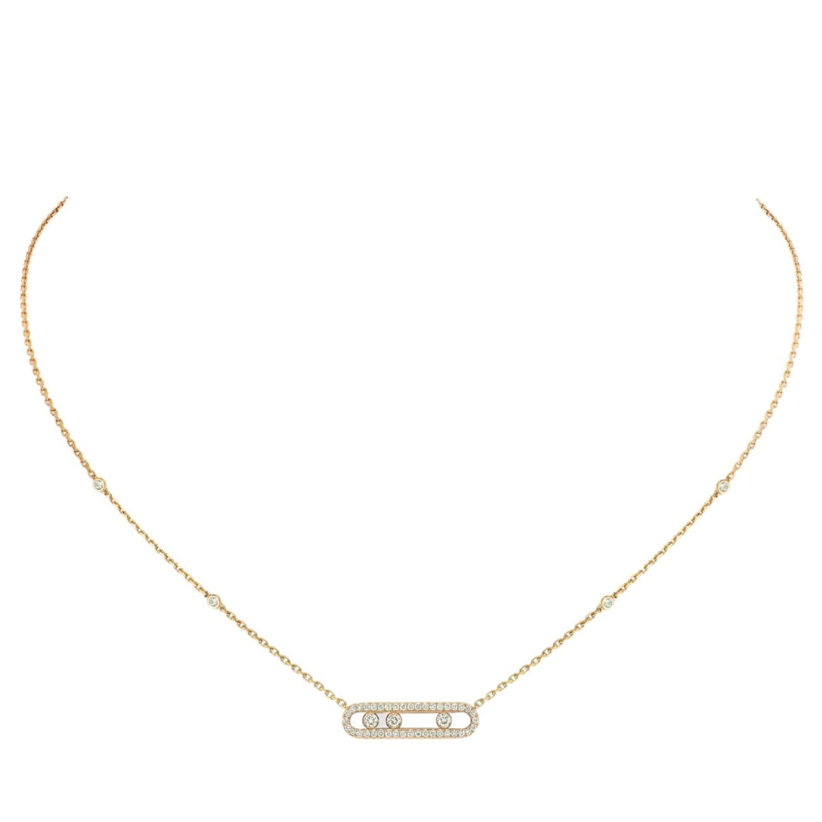 Messika Jewelry - Baby Move 18K Yellow Gold Pavé Diamond Necklace | Manfredi Jewels