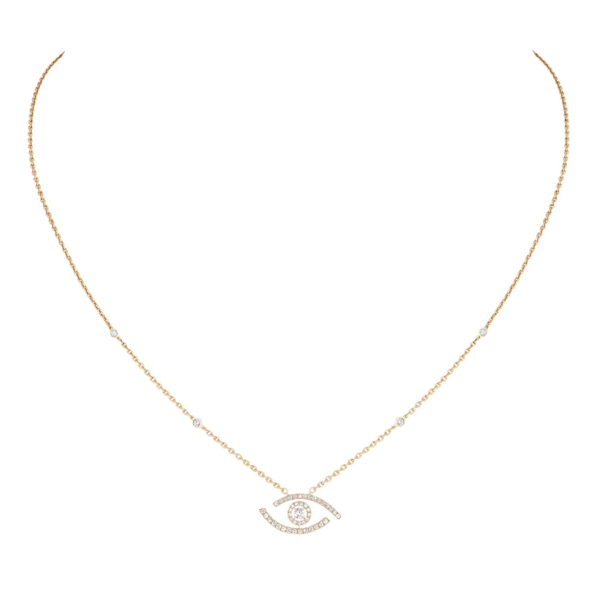 Messika Jewelry - Lucky Eye 18K Yellow Gold Pavé Diamond Necklace | Manfredi Jewels