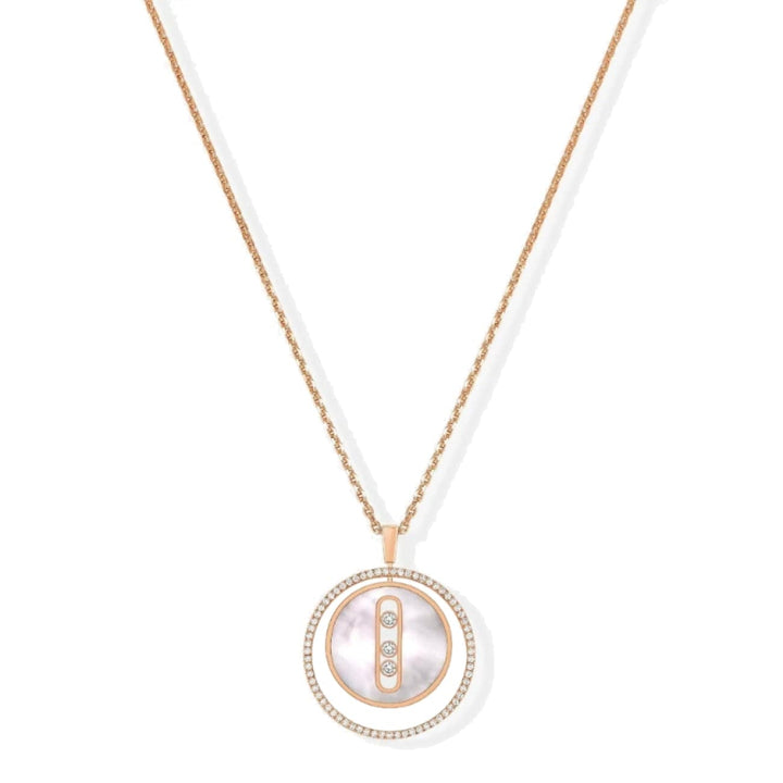Messika Jewelry - Lucky Move 18K Rose Gold Mother-Of-Pearl Petite Model Diamond Necklace | Manfredi Jewels