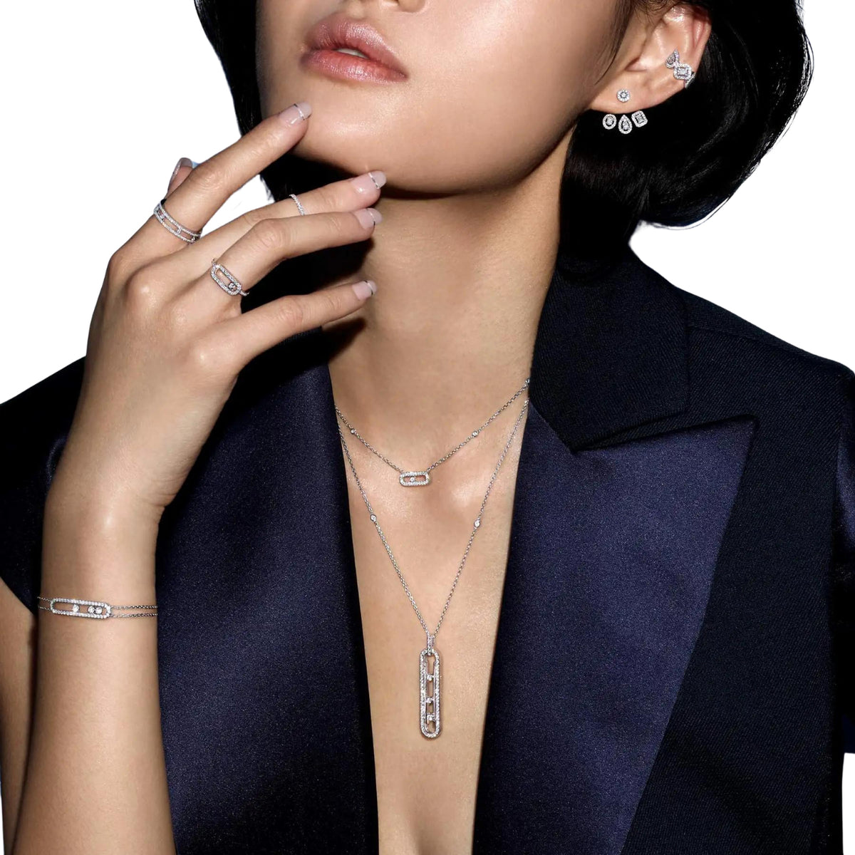 Messika Jewelry - Move 10TH 18K Yellow Gold Petite Model Pavé Diamond Necklace | Manfredi Jewels