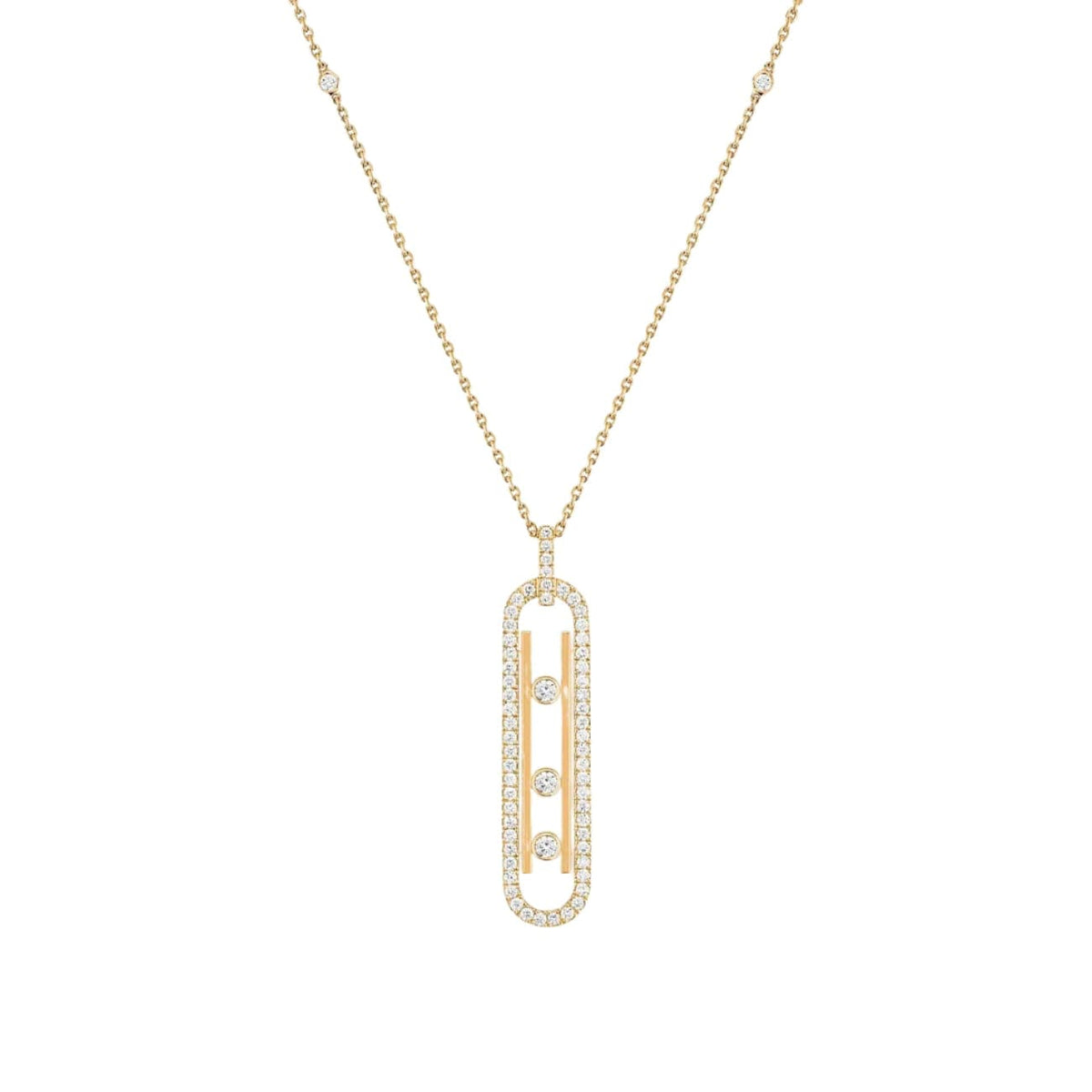 Messika Jewelry - Move 10TH 18K Yellow Gold Petite Model Pavé Diamond Necklace | Manfredi Jewels
