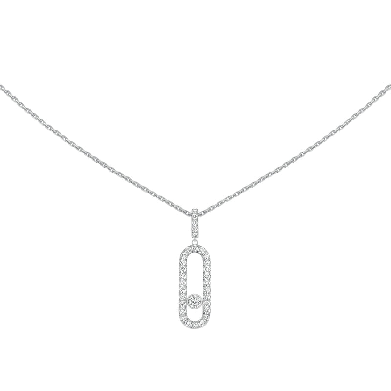 Messika Jewelry - Move Uno 18K White Gold Large Model Pavé Diamond Necklace | Manfredi Jewels