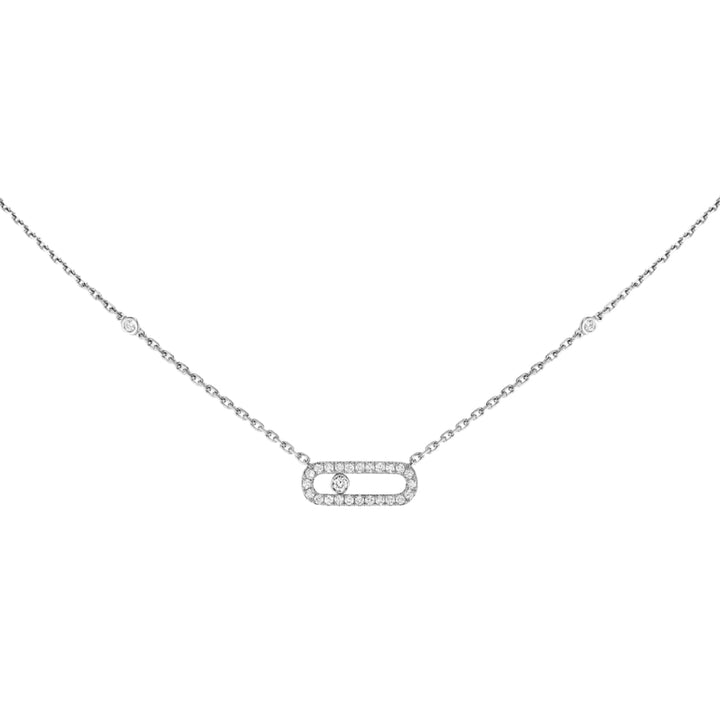 Messika Jewelry - Move Uno 18K White Gold Pavé Diamond Necklace | Manfredi Jewels
