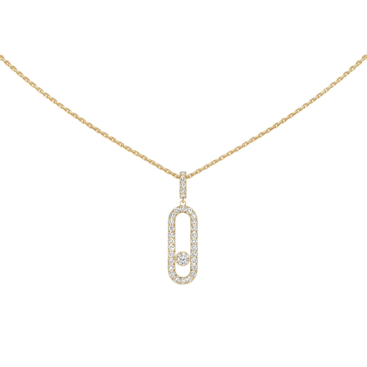 Messika Jewelry - Move Uno 18K Yellow Gold Large Model Pavé Diamond Necklace | Manfredi Jewels