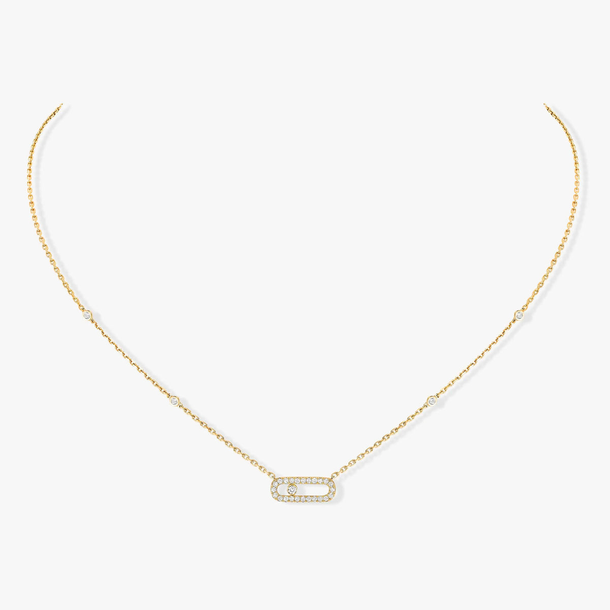 Messika Jewelry - Move Uno 18K Yellow Gold Pavé Diamond Necklace | Manfredi Jewels