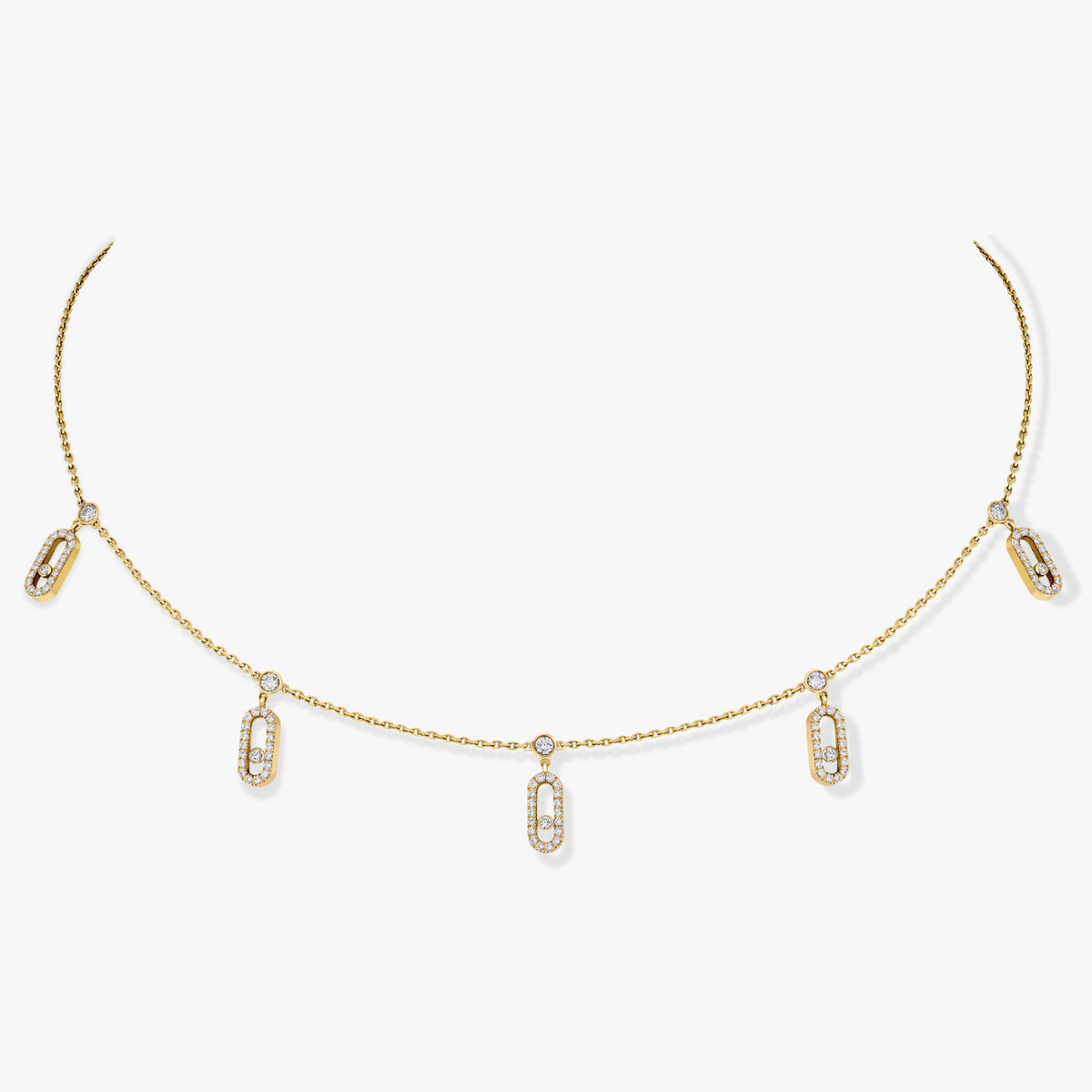 Messika Jewelry - Move Uno 18K Yellow Gold Pavé Drop Diamond Pendant Choker Necklace | Manfredi Jewels