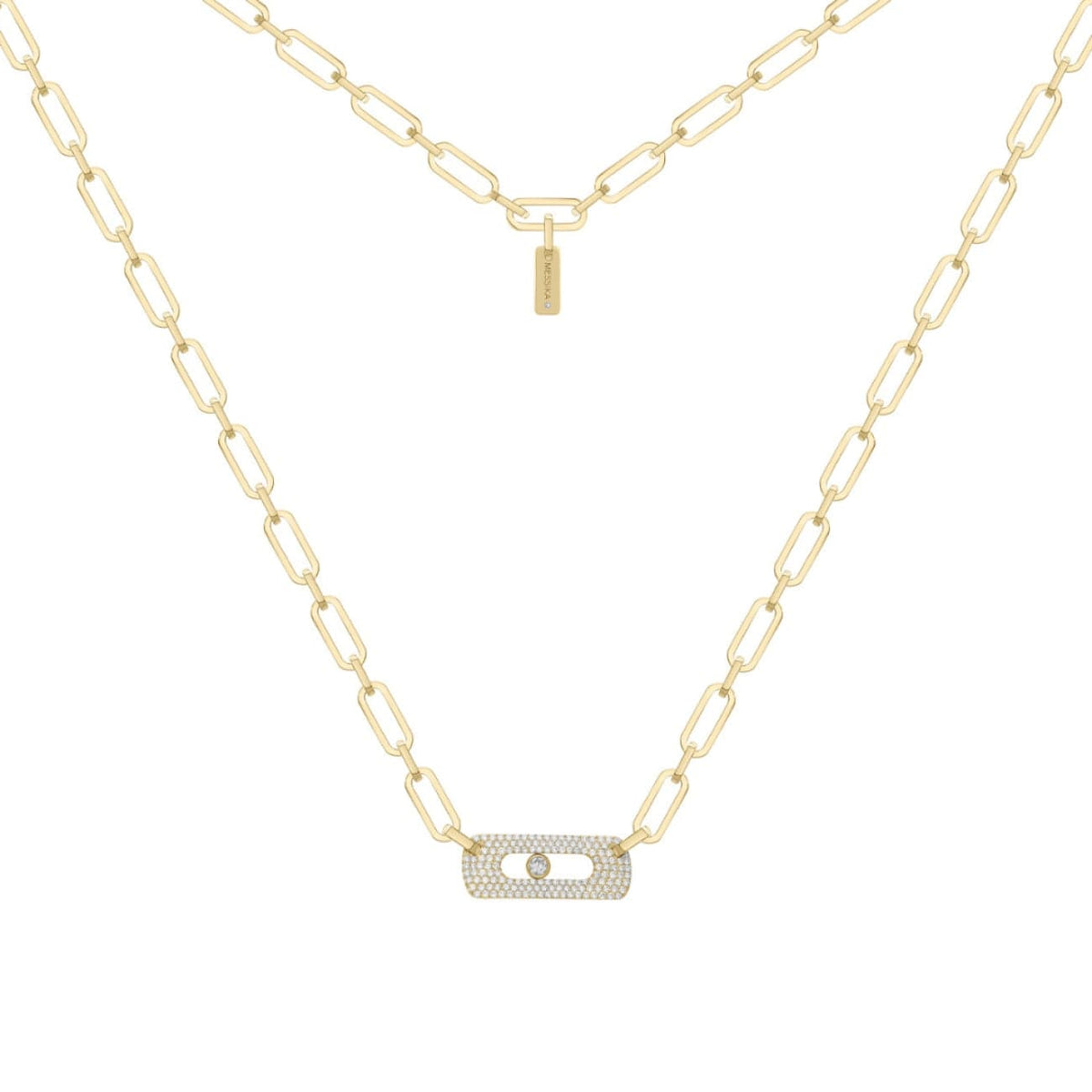 Messika Jewelry - My Move 18k Yellow Gold Pavé Diamond Necklace | Manfredi Jewels