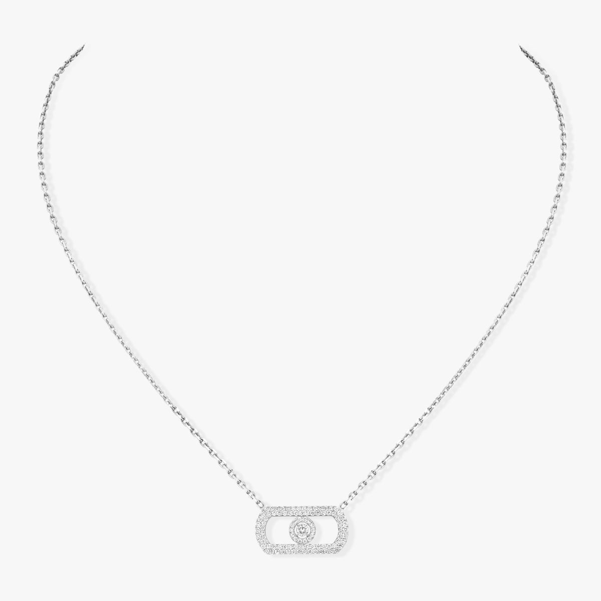 Messika Jewelry - So Move 18K White Gold Pavé Diamond Necklace | Manfredi Jewels
