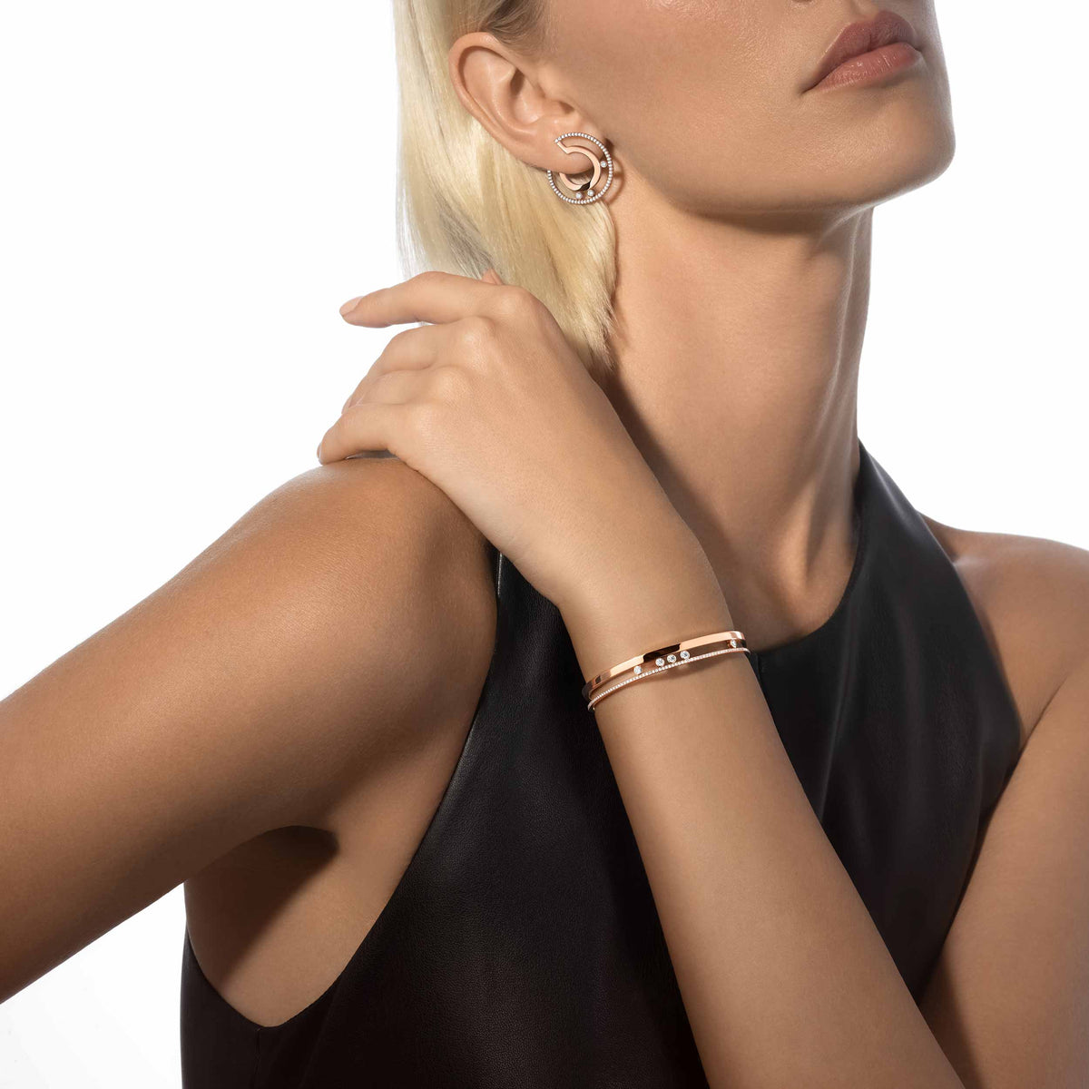 Messika Jewelry - Move Romane 18K Rose Gold Diamond Bangle Bracelet | Manfredi Jewels
