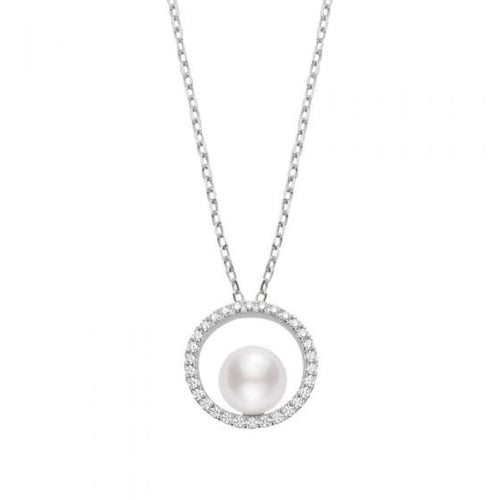 Mikimoto Jewelry - 18K White Gold Akoya Cultured Diamonds Pearl Pendant | Manfredi Jewels
