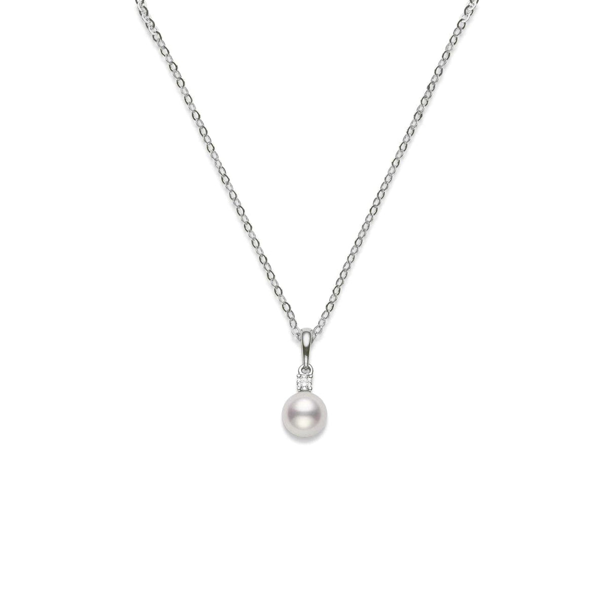 Mikimoto Jewelry - Morning Dew 18K White Gold Akoya Cultured Pearl Pendant Necklace | Manfredi Jewels