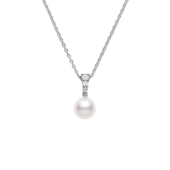 Mikimoto Jewelry - 18K White Gold Morning Dew Akoya Cultured Pearl Pendant | Manfredi Jewels
