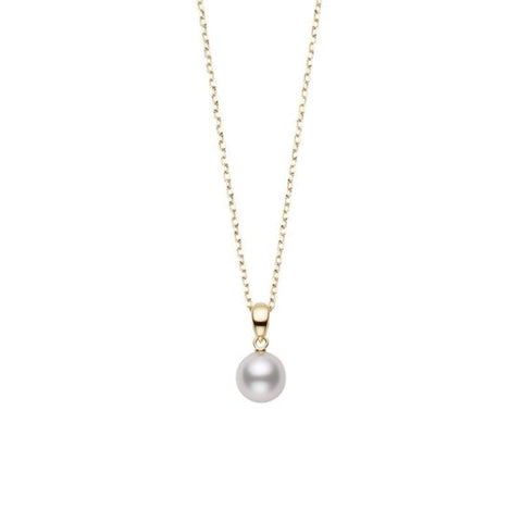 18K Yellow Gold Akoya Cultured Pearl Pendant Necklace