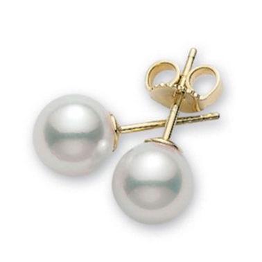 Mikimoto Jewelry - Akoya Cultured Pearl Stud Earrings with 18K Yellow Gold 6-6.5mm A+ | Manfredi Jewels