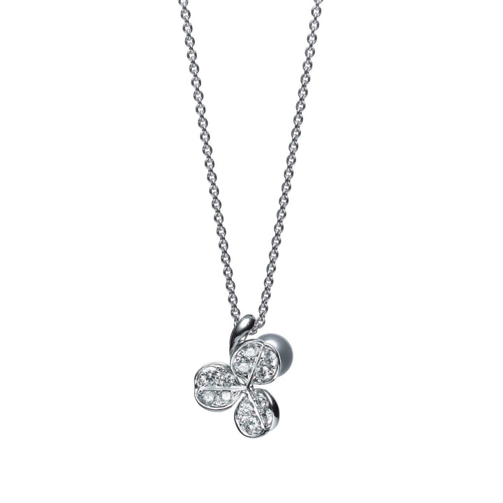 Mikimoto Jewelry - Fortune Leaves 18K White Gold Akoya Pearl & Diamond Pendant Necklace | Manfredi Jewels