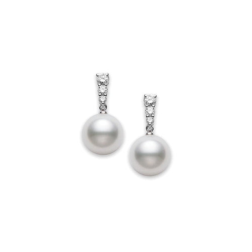 Mikimoto Jewelry - Morning Dew 18K White Gold South Sea Cultured Pearl & Diamond Drop Earrings | Manfredi Jewels