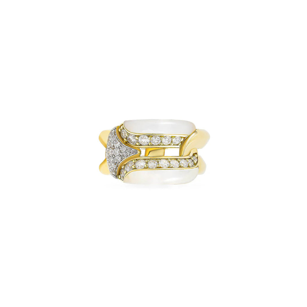 Miseno - Arco 18K Yellow Gold Diamond and Mother-of-Pearl Ring | Manfredi Jewels