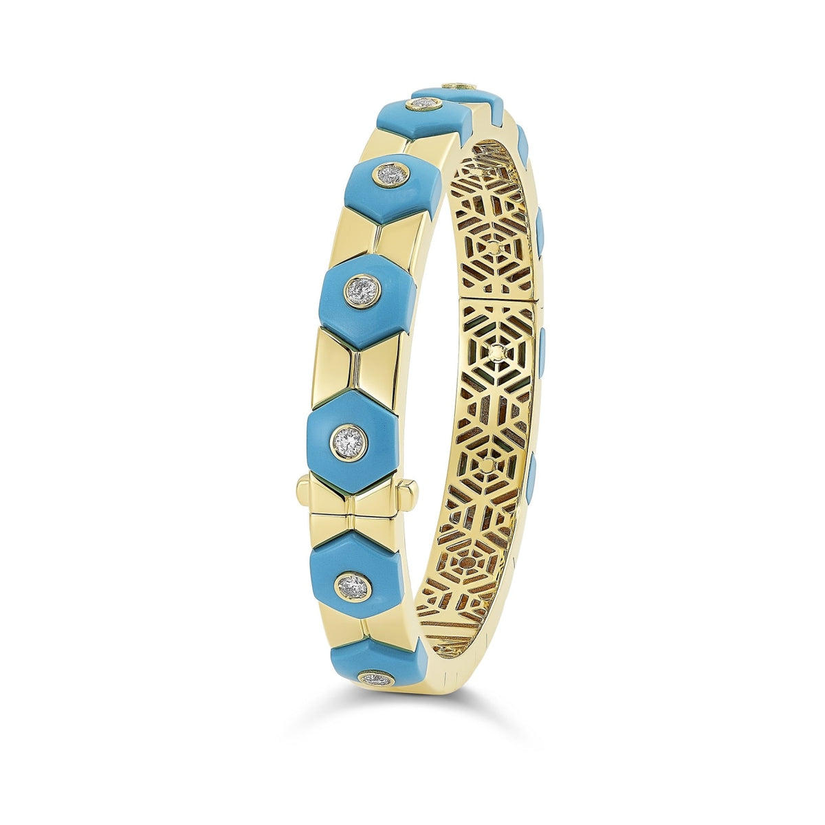 Miseno Jewelry - Baia Sommersa 18K Yellow Gold Turquoise & Diamond Bangle Bracelet | Manfredi Jewels