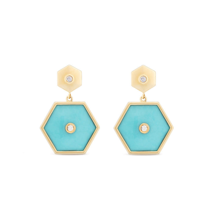 Miseno Jewelry - Baia Sommersa 18K Yellow Gold Turquoise Diamond Drop Earrings | Manfredi Jewels