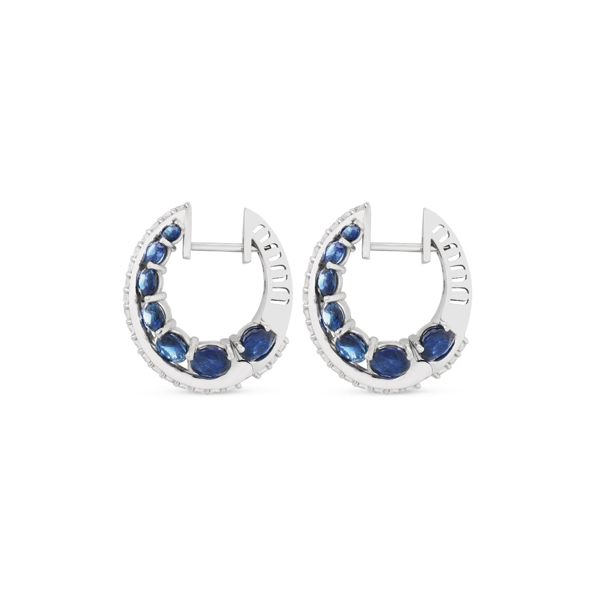 Miseno Jewelry - Procida 18K White Gold Sapphire & Diamond Pavè Hoop Earrings | Manfredi Jewels