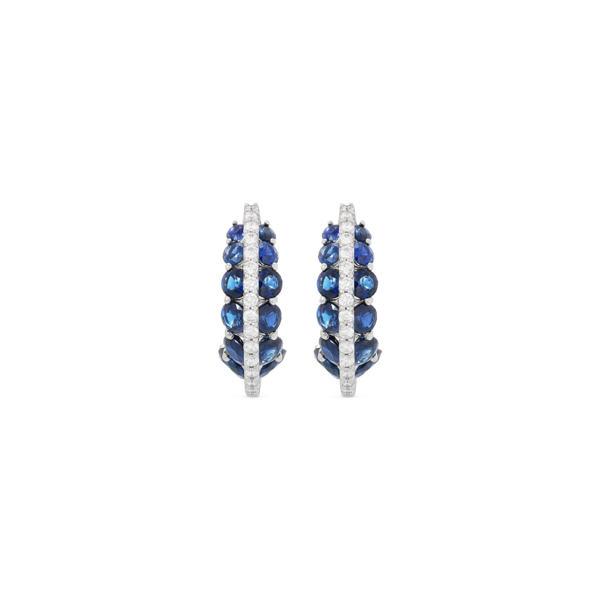 Miseno Jewelry - Procida 18K White Gold Sapphire & Diamond Pavè Hoop Earrings | Manfredi Jewels