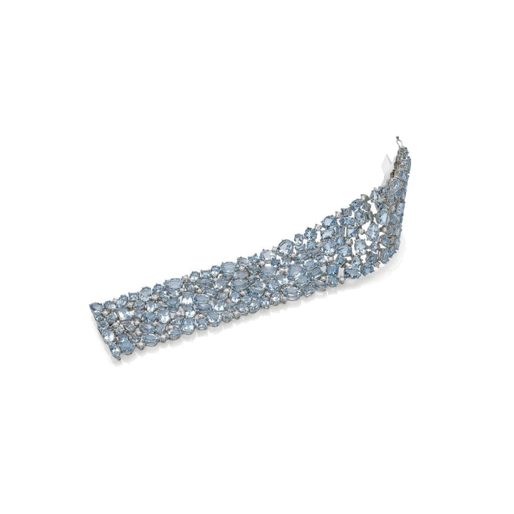 New Italian Art Jewelry - Aquamarine 18K White Gold Bracelet | Manfredi Jewels