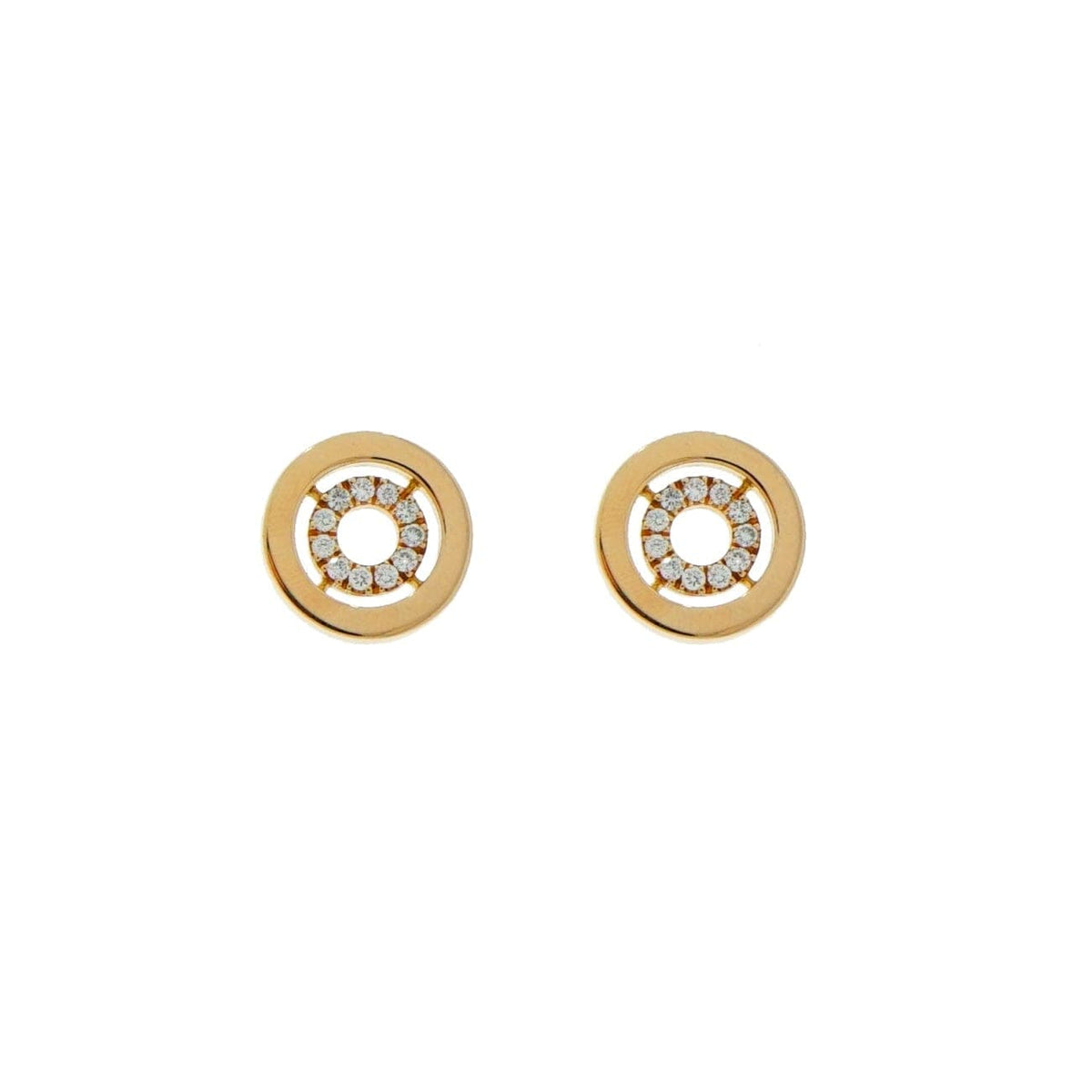 New Italian Art Jewelry - New Italian Art Diamond Circles 18K Rose Gold Stud Earrings | Manfredi Jewels