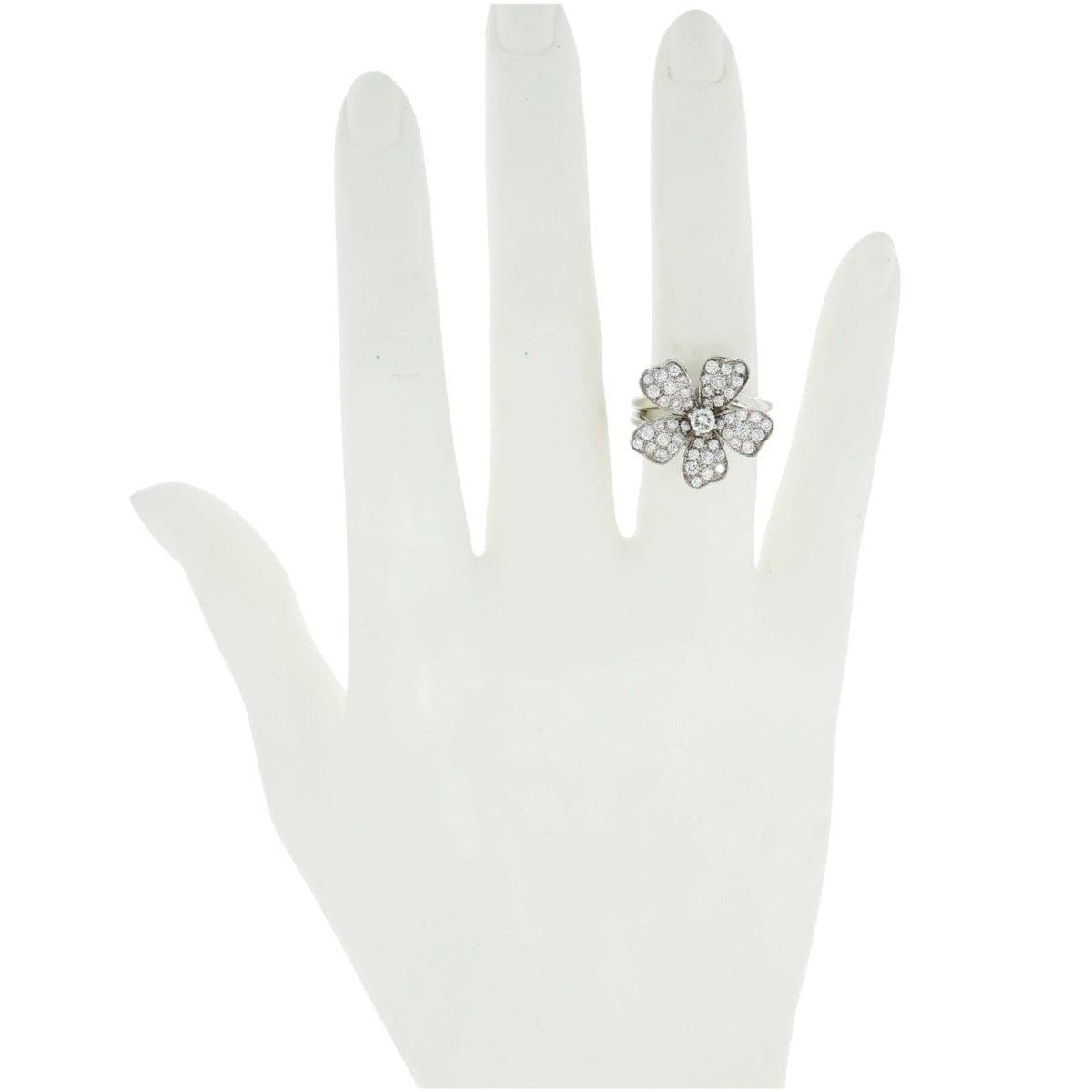 New Italian Art Jewelry - Five Petals Diamond Flower 18K White Gold Ring | Manfredi Jewels