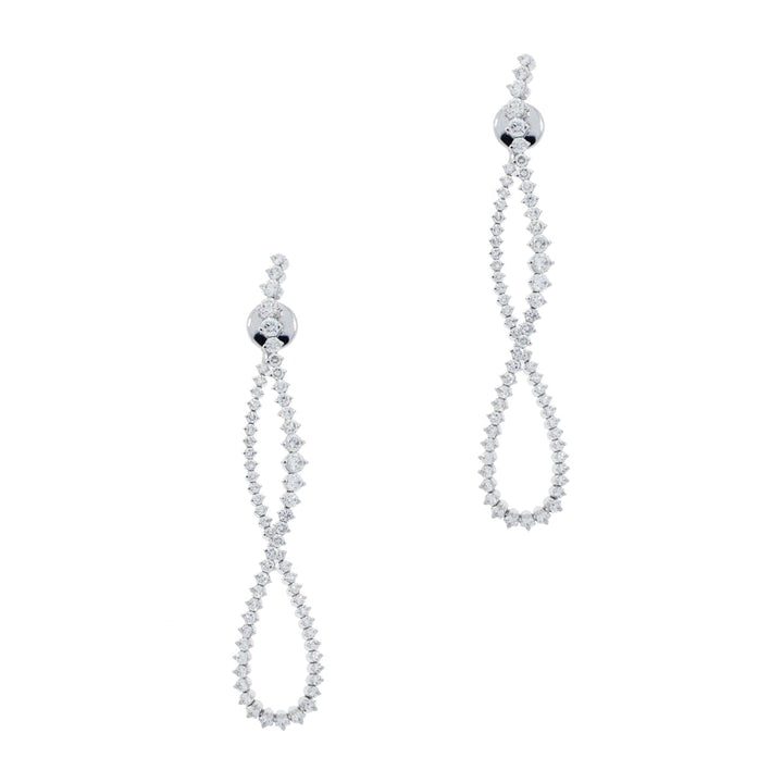New Italian Art Jewelry - Long Twisted Diamond 18K White Gold Earring | Manfredi Jewels